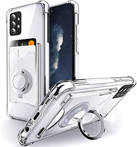 SHIELDS UP for Samsung Galaxy A53 Case with Card Holder & Ring Stand. | Wallet Minimalist Case, Transparent Slim Shockproof TPU Bumper Cover for Samsung Galaxy A53 - Clear
