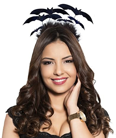 Hatstar Haarreif Fledermaus, Halloween Haarschmuck für Damen, Herren und Jugendliche, Kostüm Accessoire für Karneval und Fasching, Kopfschmuck mit beweglichen Fledermäusen