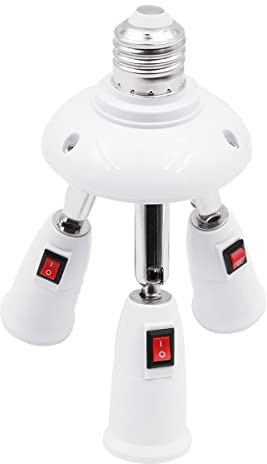 WANGCL 3 in 1 verstellbarer E27 auf E27 Sockel Glühbirnenadapter AC 220V Lampensockel Splitter mit Schalter