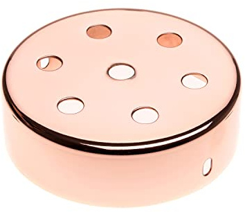 AMARCORDS - Kit Rosone 7 fori per Lampadario in metallo, coprifili per lampada completo di accessori fermacavo viti e staffa da soffitto. Diametro 100mm altezza 35mm colore RAME