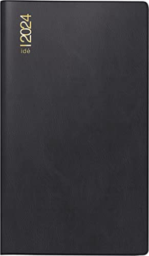 rido/idé Wochenkalender Modell TM 17/contacter 2024 2 Seiten = 1 Woche quer Blattgröße 8,7 x 15,3 cm schwarz
