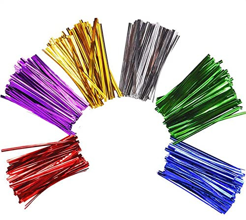 HREDZEO Metallic Twist Ties - 600 Pcs Reusable Bag Ties for Baking, Party, Candy & Gift Bags