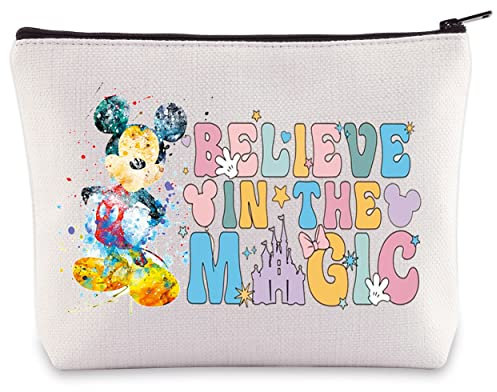 BWWKTOP Cartoon Mouse Cosmetic Makeup Bag Fairy Tales Gifts Believe In The Magic Zipper Pouch Bag