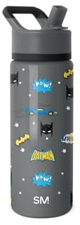 Gourde pour Enfants Simple Modern Summit avec Couvercle à Paille | Tasse Isotherme Harry Potter en Acier Inoxydable pour Filles, Garçons, École | 530 ml | Batman POW!