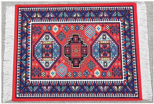 Egurs A18 Carpet Mouse Mat Rug Mouse Pad Oriental Persian Mini Carpet Mouse Mat with Tassel Small Mousepad Oriental Carpet Computer Mouse Mat Funny Office Accessories for Table Decoration