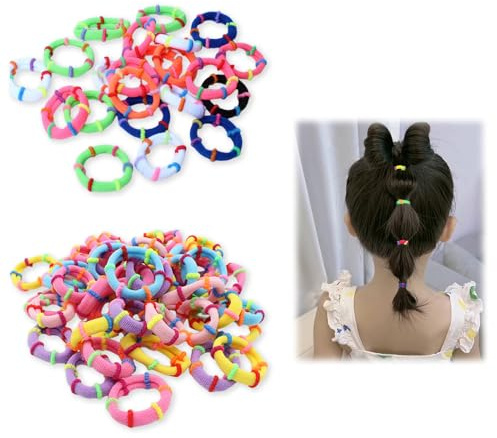 KAYEF 200 Stück Mini-Haarbänder, Mädchen-Haarbänder Haarbänder, bunte elastische Haarbänder, weiche kleine Pferdeschwanz-Haarbänder, geeignet für Mädchen-Haarbänder Pferdeschwanz, usw. (bunt)