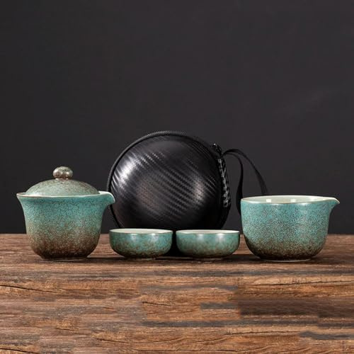MAIYO Juego de té de Viaje, Juego de té de Kung Fu, Tetera portátil de cerámica, Juego de té de Porcelana, Tazas de té Gaiwan de Ceremonia del té, Herramienta de té