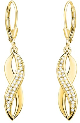 SOFIA MILANI - Damen Ohrringe 925 Silber - vergoldet/golden & mit Zirkonia Steinen - Unendlich Infinity Ohrhänger - E2436