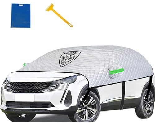 Halbgarage für Auto Winter für Peugeot 3008 GT SUV 2016-2020, Wetterfeste Auto Abdeckplane, Halbe Autoabdeckung schützt vor Frost, Outdoor Autoschutzhülle Autoplane