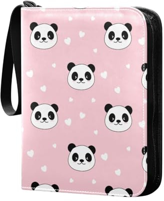 Niedliches Pandabären-Sammelkartenalbum, 4 Taschen, Kartenordner, 50 Seiten, 400 Karten, PU-Reißverschluss, Kartenbinder, Aufbewahrungshalter für Sportspielkarte