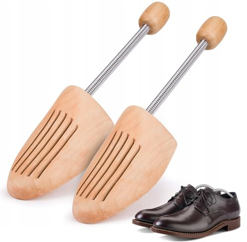 mizikuu 1 Paia Tendiscarpe In Legno, Allarga Scarpe Uomo con Molla a Spirale Tendiscarpe in Legno Naturale Unisex Anti Pieghe Scarpe Alberi Di Scarpe Taglia 39-40 per Scarpe Casual, Scarpe di Pelle