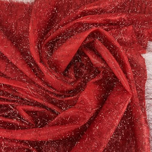 YYCRAFT Lametta-Stoff, 114,4 cm breit, 9,1 m, Rot