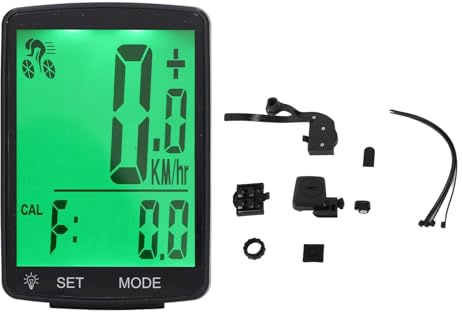 Walfront YA100 A Fahrradcomputer, Kabelloser Fahrradcomputer 2, 8-Zoll-LCD-Display mit Geschwindigkeits- und Trittfrequenzsensor ABS, Green