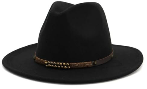 FULUJIDI Fedora Trilby Filzhut Hut Männer Frauen Wide Jazz Fedora Hüte Panama Party Top Hut Grün Gelb Kleid Cap Party 56 To58Cm Schwarz
