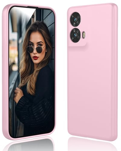 DESSEN Funda para Motorola Moto G85 5G Capa - Líquida Silicona Carcasa Antigolpes Protector Móvil Case Cover Suave Delgada Bumper con Forro de Microfibra Antiarañazos, Rosa