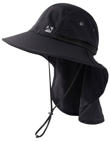 TOP-EX XL/XXL vattentät solhatt herr brett brätte solskydd mössa utomhus trekking hatt med nackskydd safari sommar mössa vikbar, 94599_svart, L-XL
