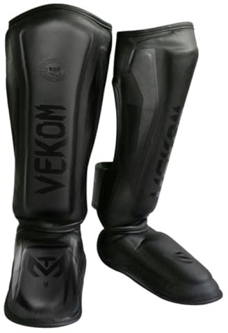 Serenitison Schienbeinschutz,Unisex,Schienbeinschoner Kickboxen,PU Leder,Herren Damen Fußschutz Kick Boxing Ausrüstung,Verdickte Kampfschutzausrüstung,für Training,Sparring,Boxausrüstung Kampfsport