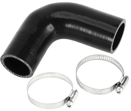 X AUTOHAUX 35-38mm/1.38-1.5 ID 90mm Length 90 Deg Black Silicone Hose | 1 Set, 3.54 Length, with Clamps, Universal, Coolant Hose, High Temp, Turbo Intercooler, Direct Fit