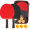 Tischtennisschläger Set, Premium Ping Pong Set, Tischtennisschläger mit 2 Tischtennisschlägern, 3 Tischtennisbälle und Tragetasche, für Fortgeschrittene, Anfänger und Familienunterhaltung