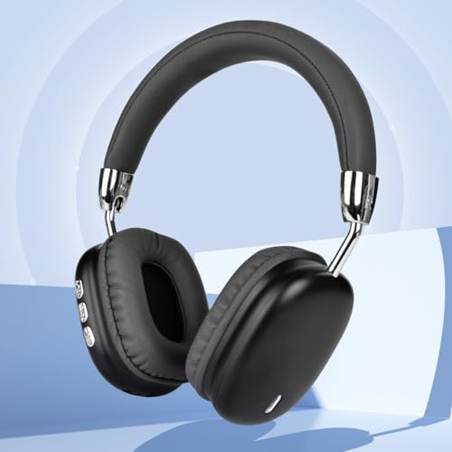 Over-Ear Kopfhörer Bluetooth 5.3, Drahtloser faltbarer Kopfhörer, Noise Cancelling Bluetooth Kopfhörer mit HiFi Stereo, Leichtes Gaming Headset mit Mikrofon, Einstellbarer On Ear Kopfhörer (schwarz)