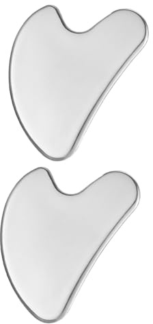 KOMBIUDA 2stücke Gesichts-gua Sha Werkzeug Aus Edelstahl Herzförmiges Gesichts-massagegerät Für Entspannende Gesichtsmassagen Tragbar Und Leicht Für Zuhause Und Unterwegs