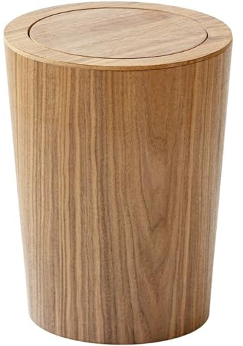Vobumix Holz-Mülleimer, Schwingdeckel, Vintage, Schreibtisch, Schlafzimmer, 7,068 Liter, Braun