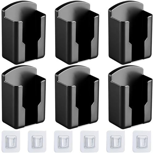 YOUNGSAY 6 Pcs Boîte de Rangement à Télécommande Mural, Auto Adhésive Support Telecommande Mural, Noir Boîte de Rangement Murale Télécommande pour Maison et Bureau
