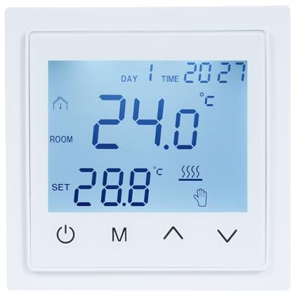 lvifloae intelligenter digitaler Thermostat 16A Unterbodenheizungstemperatur Controller mit LED -Touchs -Screen -Temperatursensor -Temperaturschalter 85 265 V Elektrische Erwärmung (Weiß)