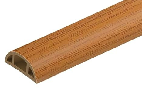 Floor Cable Cover, Self-Adhesive Wire Cover Protector for Cables Indoor Outdoor Floor Cord Channels, Flexible 3m x 30mm Floor Cord Covers for Home, Offices, Retail, Gyms & Garages - Brown Wood Grain
