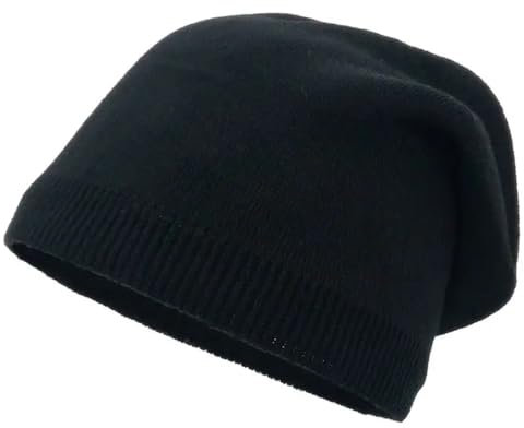 Cmis Kbei Damenhut für Herbst und Winter, einfach, weich, dünn, Strickmütze, Outdoor, warm, kältebeständig, modische Motorhaube, schwarz
