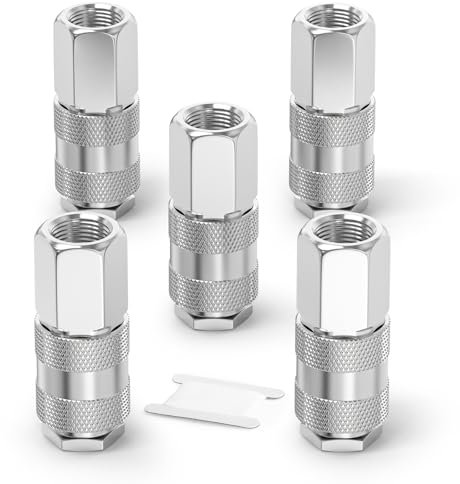 ERGAOBOY 5 piezas 3/8 BSP hembra accesorios de manguera de aire, línea de aire de conexión rápida acoplador industrial, kit de reparación de manguera de compresor neumático