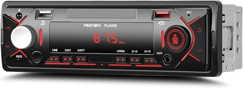 Zomolither Autoradio Bluetooth, Stereo Auto 1 DIN Autoradio FM Radio Auto Lettore MP3 Supporta 2 USB/TF/Aux/Telecomando/Ricarica rapida, supporto iOS/Android (Non ha RDS/CD)
