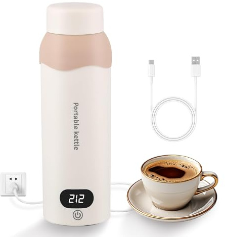 YOIDOO Travel Electric Kettle Small 304 Stainless Steel Portable Kettle with Automatic Shut Off & 6 Temperature Control for Tea/Coffee/Milk, 450mL Mini Hot Water Boiler