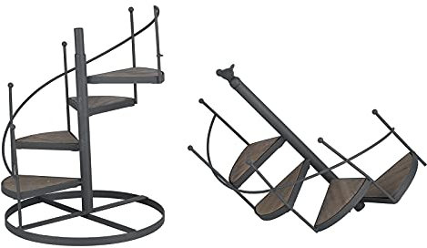 ANKROYU Stile a spirale in stile europeo stabilimento pianta multifunzionale pianta in ferro battuto con ripiani in legno per il giardino del giardino decorazioni per ufficio resis