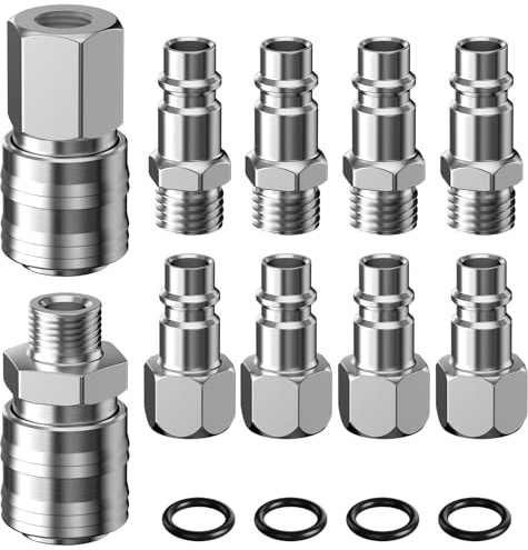 10 PCS 1/4 Air Line Connectors Valve Airline Hose Compressors Fittings