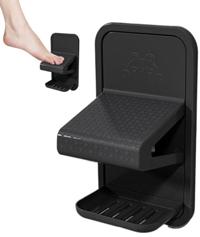 Dusch-Fußstütze – Dusch-Fußpedal | Beinrasierhocker | dreieckige Wandmontagestufe | bohrfreies Badezimmer-Zubehör mit Ablage für Metall, Erwachsene, Kinder, Senioren, Wohnung, Hotel