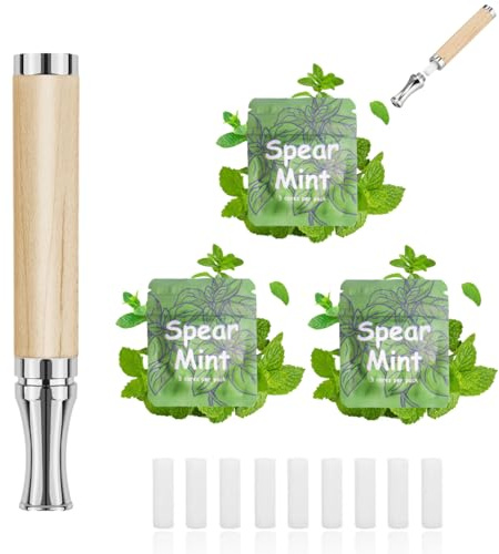 ADASTONE Prominent Flavored Air Device to Replace Bad Habit with 9 pcs Refillable Mint Pods, Flavoured Inhaler, Habit Support Device for Stress Relief Sensory Fidget for Adults (Maple)