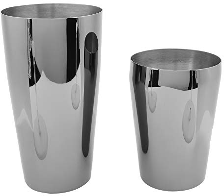 Juego de cocteleras expertas de Boston 2 piezas | Herramientas de mezcla de barras de acero inoxidable 18/8 | Fuga - Diseño minimizante para tartas/bares caseras/fiestas | 820 ml y 550 ml tazas con