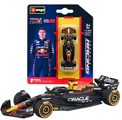 Bburago – F1 Red Bull Racing RB21 2025#1 Max Verstappen, Diecast-Modellauto im Maßstab 1:64, detaillierte Nachbildung eines Formel-1-Rennwagens, offizielle Farben, Sammlerblister, 14+