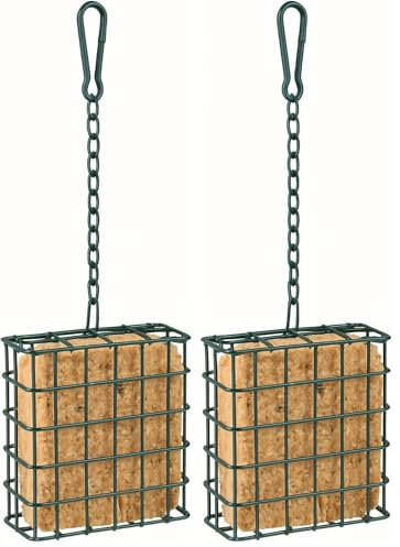 Meisenknödelhalter – Smilla Grün – 10 cm – Für Fettblöcke/Meisenknödel – Metall mit Kette – Flamingo (Packung mit 2)