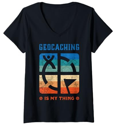 Femme Geocacher Kit de Fournitures de géocaching Outils Bibelots Géocaching T-Shirt avec Col en V