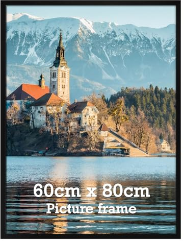 Vasemouh Bilderrahmen 60x80 cm 1 Stück schwarzer Fotorahmen, geeignet für 80x60 cm Fotos, Poster und Kunstwerke, passend zur Wandmontage in Hoch- und Querformat, geeignet für Zuhause und Büro