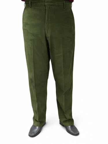 Men’s Corduroy Trousers – Smart Casual & Office-Ready Cotton Cord Pants for Men, Classic Straight Leg with Flat Front, Comfortable Formal Work Trousers (Waist 30–50) Olive Green