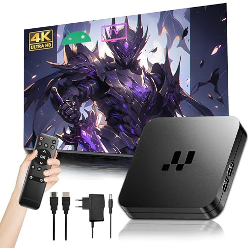 2026 Y1 Android 16.0 Boîtier TV, Smart Box 4K HD pour Téléviseur avec WiFi 2,4GHz + 5GHz, Appareil TV Boîtier Chaîne Internet, Puce S905, USB 2.0, Compact et Puissant (Télécommande Infrarouge)