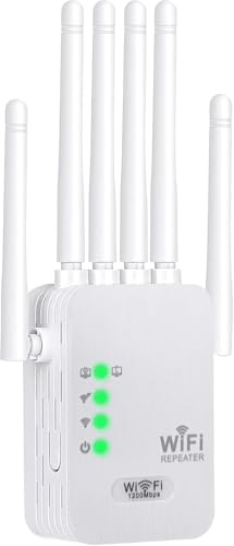 1200Mbps Repeteur WiFi Puissant sans Fil,5G Amplificateur WiFi de avec 6 Antennes Couvrant Une Superficie de 10000 sq.ft,2 Rj45 Ports LAN,Répéteur WiFi/Routeur/AP,pour la Maison et Le Bureau