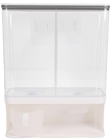 Xiuganpo Dispensador de Alimentos Secos, Contenedor de Cereales Transparente Montado en la Pared con Tapa Hermética, Taza, Organizador de Granos para Almacenamiento