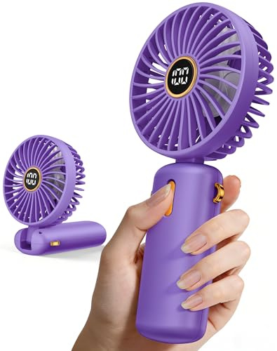 Handheld Fan Portable Hand Held - Fans Rechargeable Mini Battery Powered Travel USB Charging Small Electric Folding Foldable Powerful Personal Pocket Cooling Desk Holiday Quiet Silent Women Handbag