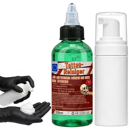 Detergente 500 ml con testina spray, schiuma detergente per tatuaggi, per la pulizia della pelle durante il processo di tatuaggio e poi tatuaggio, sapone blu (B)