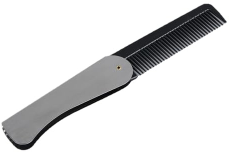 Pettine da barba da uomo, in acciaio inox, tascabile, per barba e baffi, per papà, fidanzato, casa, appartamento, università, dormitorio, hotel, viaggi e vacanze