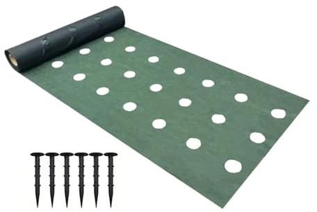Genérico Malla Antihierbas Jardín | Tela No Tejida 600x100cm Negra Pre Perforada Permeable Degradable | Tejido Resistente Control Maleza | Césped Paisaje Instalación Fácil